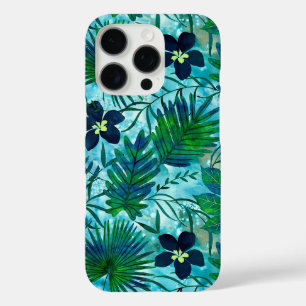 Coque iPhone 16 Pro Nalani Hawaiian Tropical Garden Turquoise