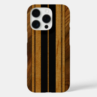Coque iPhone 16 Pro Nalu Mua Faux Koa Bois Surbord Noir
