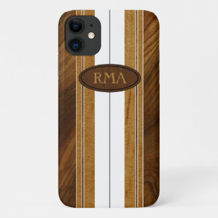 Case-Mate iPhone Case Nalu Mua Faux Koa Wood Monogram Surboard