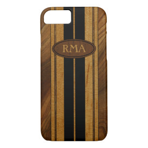 Coque iPhone 8/7 Nalu Mua Faux Koa Wood Monogram Surboard