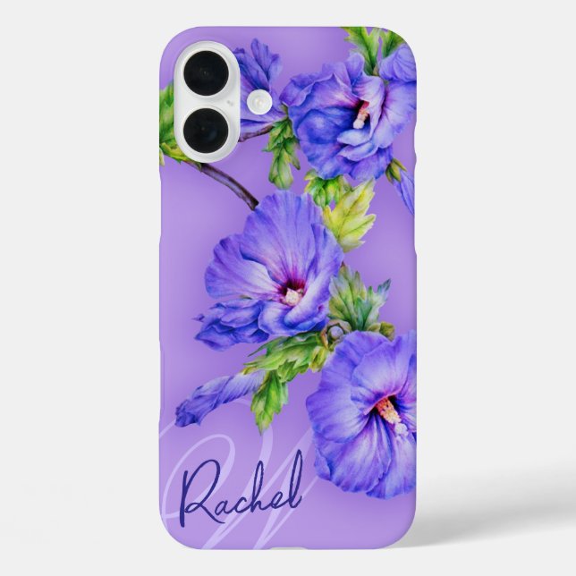 Coques Case-Mate iPhone Name & initial hibiscus blue purple ipad case (Verso)
