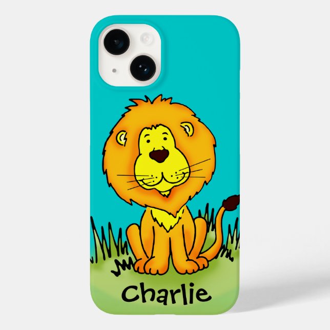 Coques Case-Mate iPhone Name kid lion aqua yellow iphone case (Verso)