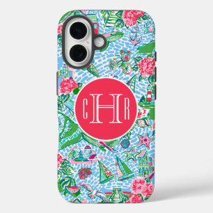 Coque Pour iPhone 16 Nantucket Preppy Palm Beach Imprimer Monogramme