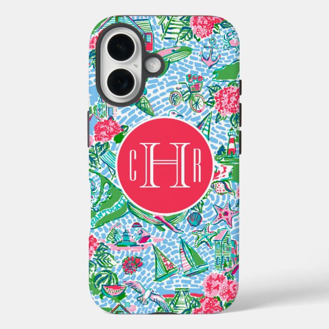 Coques Case-Mate iPhone Nantucket Preppy Palm Beach Imprimer Monogramme (Verso)