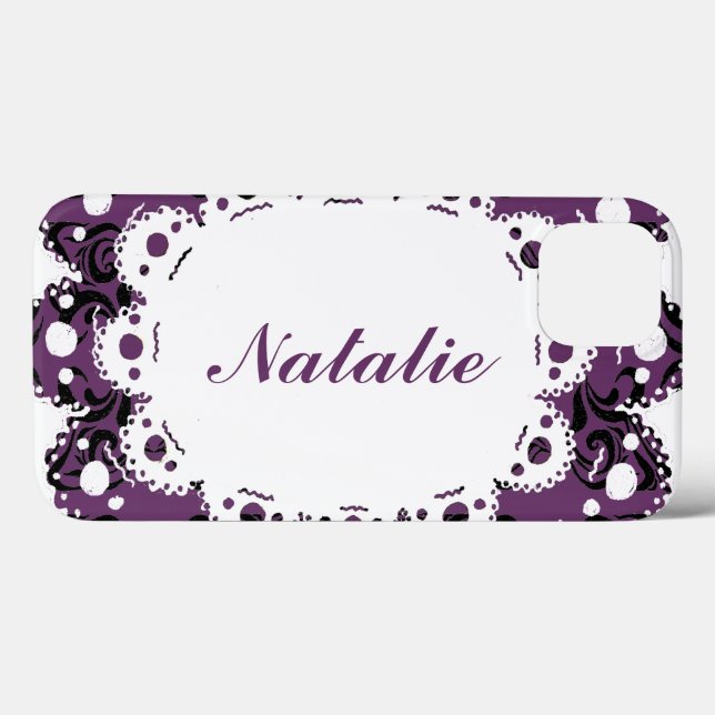 Coques Case-Mate iPhone Natalie Elegant Damask Téléphone victorien (Verso (horizontal))