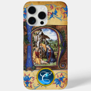 COQUE Case-Mate iPhone NATIVITÉ CHRISTMAS PARCHMENT BLUE GEM MONOGRAM