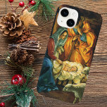 Coque Case-Mate iPhone Nativité de Noël Vintage, Baby Jesus in Manger<br><div class="desc">Illustration vintage conception de Noël religieux avec une nativité classique. Une scène familiale de religion chrétienne avec Marie,  Joseph et l'enfant Jésus Christ dans la crèche avec agneau et mouton. Bethléem.</div>