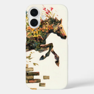 Coque Pour iPhone 16 Nature Botanique Cheval Floral Jumping