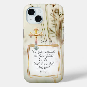 Coque Case-Mate iPhone Nature Inspirante Foi Herbe Croix Pastel