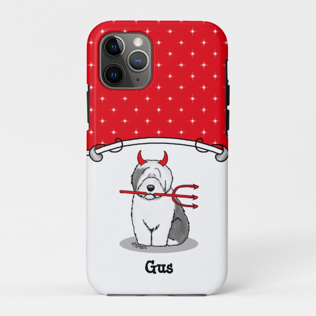 Coques Case-Mate iPhone Naughty Devil Old English Sheepdog (Gris 1) (Dos)