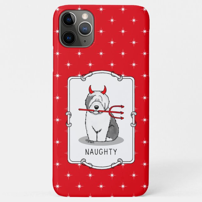 Coques Case-Mate iPhone Naughty Devil Old English Sheepdog (Gris 1) (Dos)