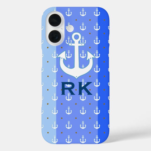 Coques Case-Mate iPhone nautical anchors and initials (Verso)