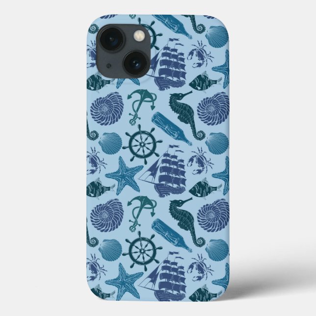 Coques Case-Mate iPhone Nautical Shades of Blue (Verso)