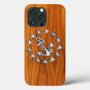 Coque Case-Mate iPhone Nautique Chrome Yacht Drapeau sur bois de teck Imp