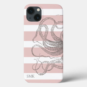 Case-Mate iPhone Case Nautique Vintage Octopus Côtier Pink Stripes