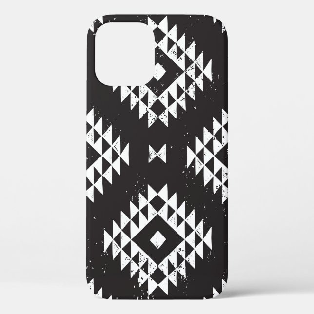 Coques Case-Mate iPhone Navajo Géométrique : Tribal Blanc Noir. (Verso)