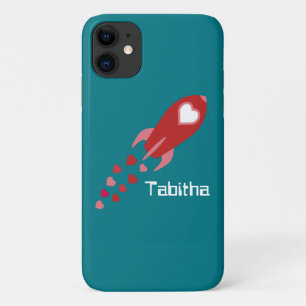 Case-Mate iPhone Case Navire d'espace d'amour rose et rouge