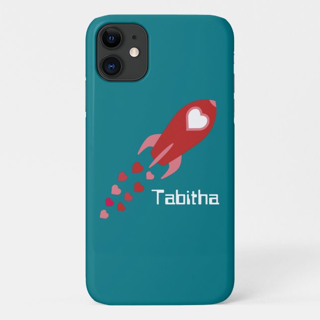 Coques Case-Mate iPhone Navire d'espace d'amour rose et rouge (Dos)
