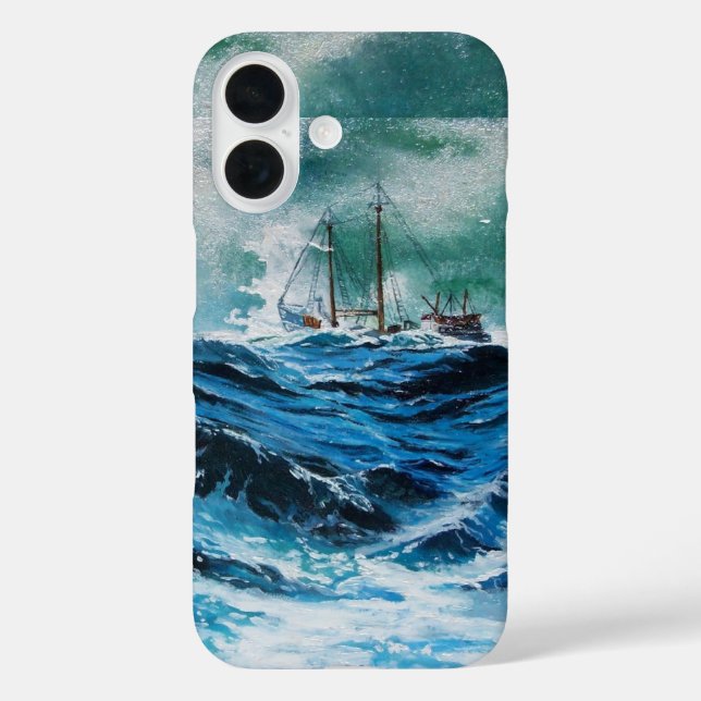 Coques Case-Mate iPhone Navire en mer dans la tempête / Bleu de marine (Verso)