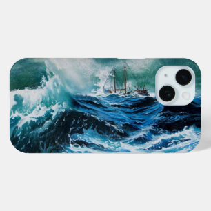 Coque Case-Mate iPhone Navire en mer dans la tempête / Bleu de marine