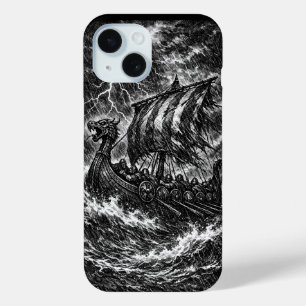 Coque Case-Mate iPhone Navire long Viking dans la tempête — Ink Saga Art