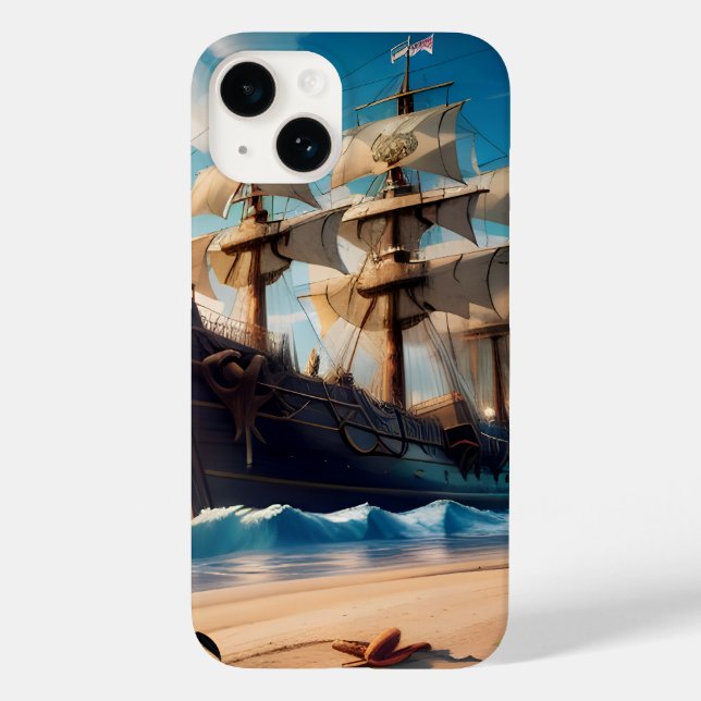 Coques Case-Mate iPhone Navire pirate de plage tropicale (Verso)