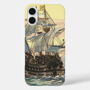 Coque Pour iPhone 16 Plus Navire vintage Pirate, Galleon Voile sur l'Océan