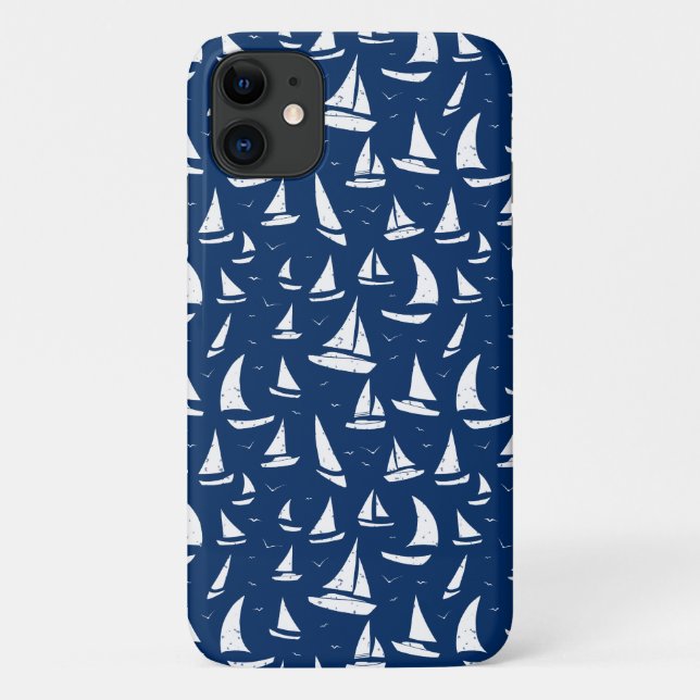 Coques Case-Mate iPhone Navires nautiques Bleu Blanc Maritime Imprimer (Dos)