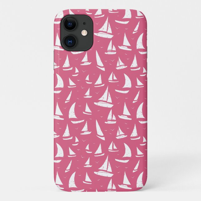 Coques Case-Mate iPhone Navires nautiques Pink White Maritime Imprimer (Dos)