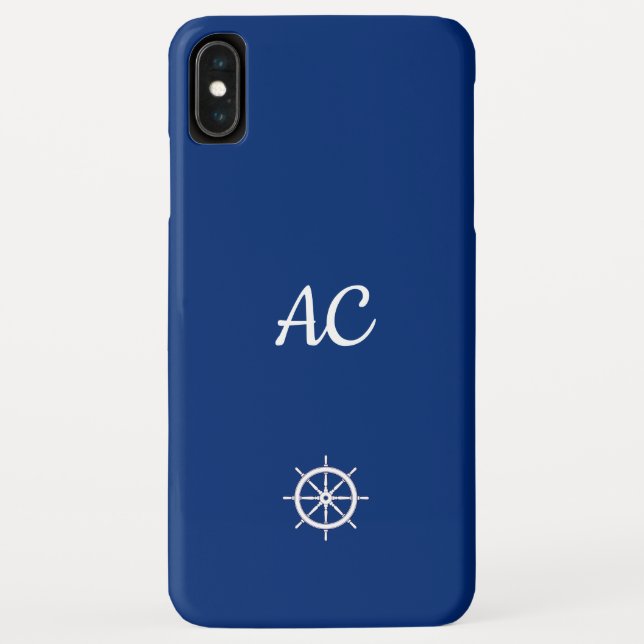 Coques Case-Mate iPhone Navires nautiques Roue Bleu+Blanc (Personnaliser) (Dos)