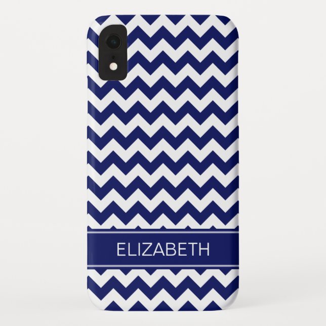 Coques Case-Mate iPhone Navy Blue Whats Chevron Zigzag 7P Nom de la marine (Dos)