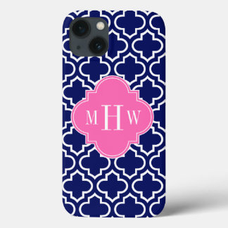 iPhone 13 Case Navy Whats Marocain #6 Hot Pink 3 Monogramme initi