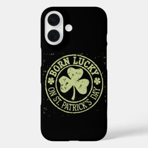 Coque Pour iPhone 16 Né Chanceux Le Jour De La Saint-Patrick Anniversai