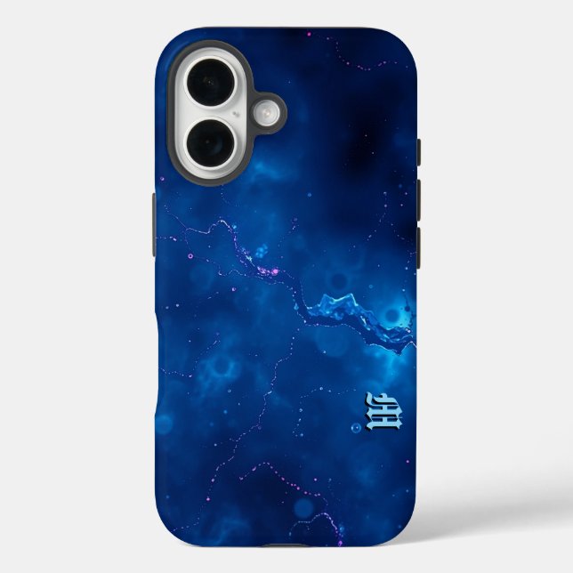 Coques Case-Mate iPhone Nebula Bleue Cosmique Art Abstrait (Verso)