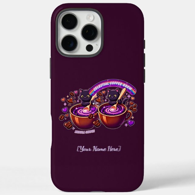 Coques Case-Mate iPhone Nébuleuse Café Céleste Chats Mignons Violet  (Verso)