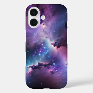 Coque Pour iPhone 16 Nébuleuse violette avec étoiles