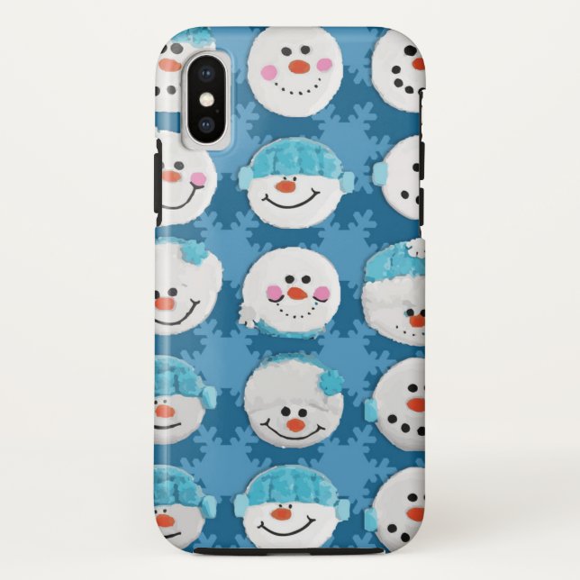 Coques Case-Mate iPhone Neige mignonne Bébé Bleu hiver Snowman (Dos)