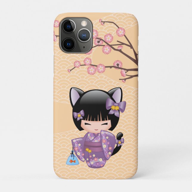 Coques Case-Mate iPhone Neko Kokeshi Poupée - Cat Ears Geisha Girl (Dos)