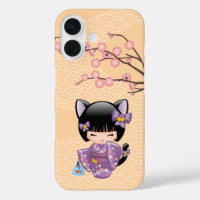 Neko Kokeshi Poupée - Cat Ears Geisha Girl