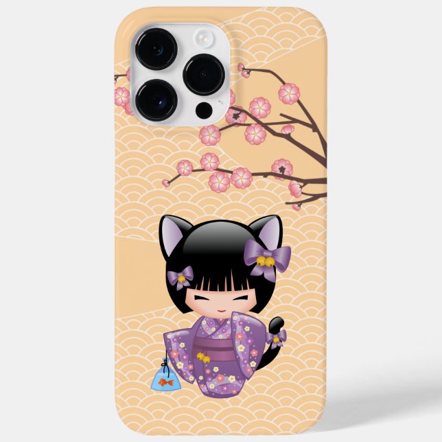 Coques Case-Mate iPhone Neko Kokeshi Poupée - Cat Ears Geisha Girl (Verso)