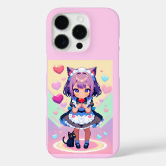 Coque iPhone 16 Pro Neko maid style anime pixel style