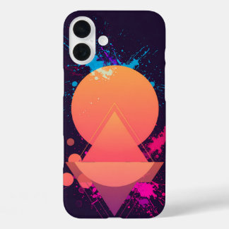 Coque Pour iPhone 16 Plus Neon Abstract Geometric Splash Retro Futuristic 