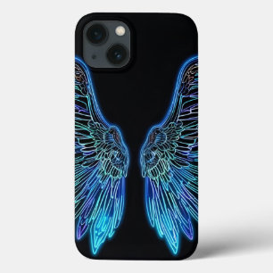 Case-Mate iPhone Case Neon Blue et Black Angel ailes