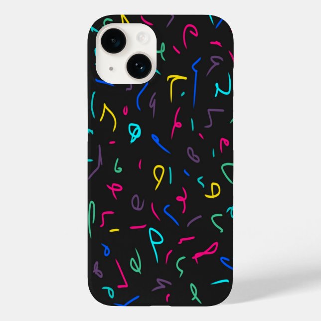 Coques Case-Mate iPhone Neon Bright Marques sur Noir (Verso)