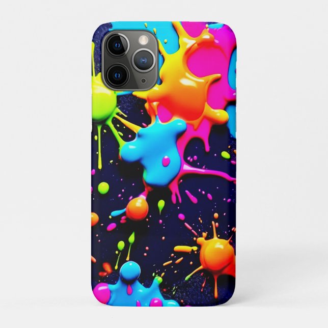 Coques Case-Mate iPhone Neon Paint Splatter Art Abstrait (Dos)