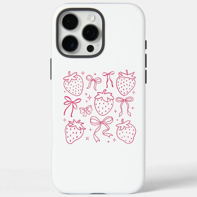 Coques Case-Mate iPhone Neon Pink Fraises et vaches Kawaii Design (Verso)