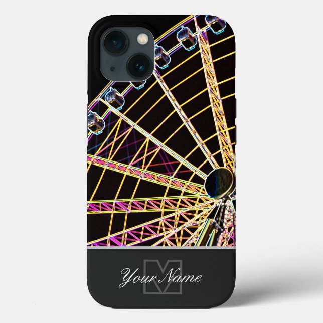 Coques Case-Mate iPhone Neon-Pop-Art Ferris Roue avec Monogramme ! (Verso)