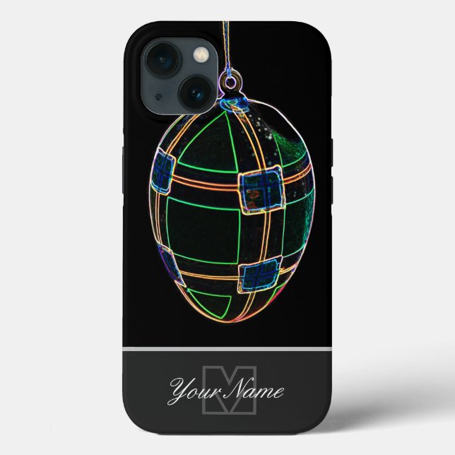 Coques Case-Mate iPhone Neon-Pop-Art Joyeux Oeuf de Pâques avec Monogramme (Verso)