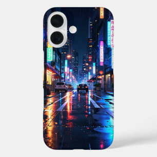 Coque Pour iPhone 16 Neon Rainy City