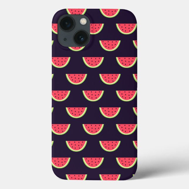 Coques Case-Mate iPhone Neon Watermelon on Purple Pattern (Verso)